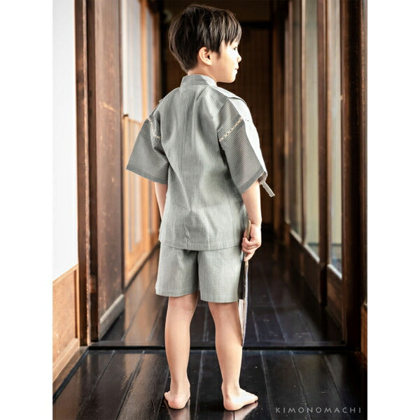 Boys Gray Stripe  Jinbei